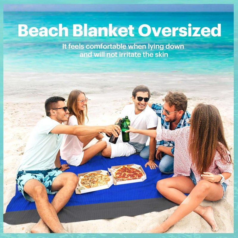 Easyfun Beach Blanket Sandproof Oversized, 79''×83'' Extra Large Beach Mat, Portable Picnic Mat for Travel Camping Hiking, Lightweight Beach Essentials Family Water Resistant Mat Nylon 210T - Image 5